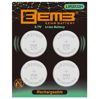 Abbildung von EEMB LIR2032H wiederaufladbares Akkus Batterie Ladegerät mit 4PCS 3.7V Lithium Ionen Münz Knopf Zelle 70mAh kann ML2032 für Auto Remote Key Fob Uhr ersetzen