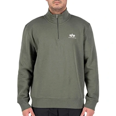 Abbildung von Alpha Industries HALF ZIPP Sweatshirt, Herren, Größe: Medium, Dark olive