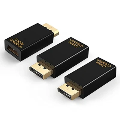 Abbildung von DisplayPort auf HDMI Adapter, CableCreation 3 Stück 1080P 4K 3D Vergoldeter DP zu Konverter, Stecker Buchse 1.4V