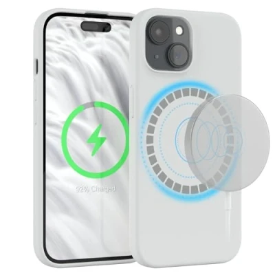 Abbildung von EAZY Case Silikonhülle für iPhone 15 Hülle mit MagSafe Silikon Weiß weich stoßfeste Handyhülle Schutzhülle Kameraschutz Dünn Premium Schutz Cover TPU Phone Bumper in