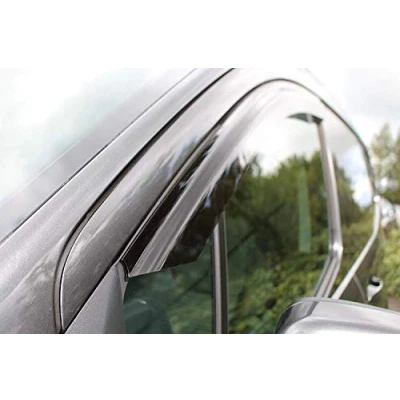 Abbildung von AC WOW 2 x Windabweiser kompatibel Transit Custom Tourneo 2012 heutige dunkel getöntes Acrylglas Tür Seitenfenster Wetterschutz Visiere Regen Schnee Sonnenschutz