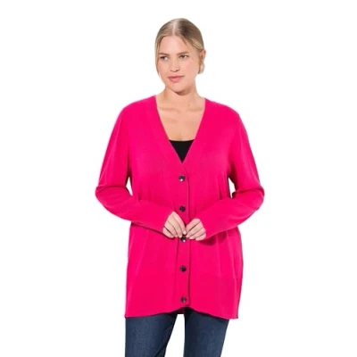Abbildung von Ulla Popken Strickjacke, Damen, Größe: 46/48, Red pink