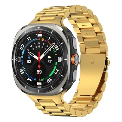 Abbildung von MoKo Metall Armband Kompatibel mit Samsung Galaxy Watch Ultra 47mm (2024) für Damen Herren, Edelstahl Ersatzarmband Band 7 Armband, Gold