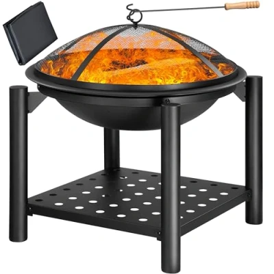 Abbildung von Gardebruk Feuerschale, Feuerkorb Garten mit Funkenschutz Schürhaken Ø55cm Rund Grill