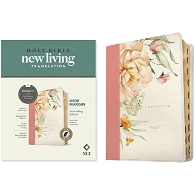 Abbildung von Holy Bible: New Living Translation, Dusty Pink Blossoms, Filament, Wide Margin Bible