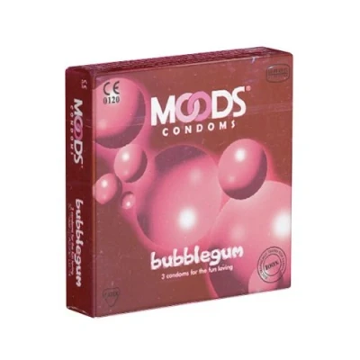 Abbildung von MOODS Condoms Kondome Bubblegum Packung mit, 3 St., mit Kaugummi Aroma, coole für mehr Spaß zu zweit