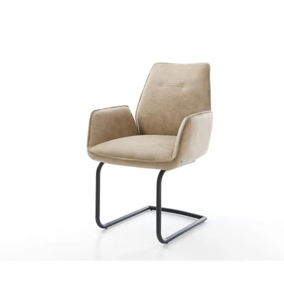 Abbildung von Schwingstuhl Zoa Flex Beige Vintage Freischwinger rund Schwarz