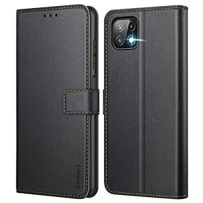Abbildung von Ganbary Handyhülle für Samsung Galaxy A22 5G Hülle (Nicht 4G), Premium Leder Tasche Flipcase [Kartenschlitzen] [Magnetverschluss] [Standfunktion] kompatibel mit 5G, Schwarz