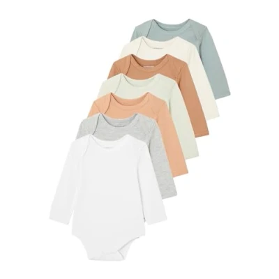 Abbildung von Vertbaudet 7ERPACK Schlupfbodys Basic Jumpsuit für Kinder, Größe: 74, Mehrfarbig