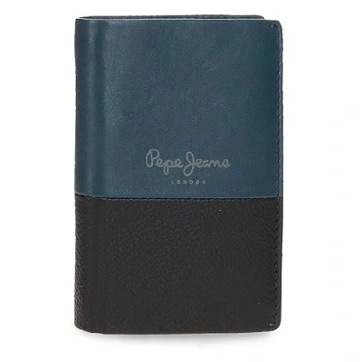 Abbildung von Pepe Jeans Doppelte Vertikale Geldbörse mit Blauer Geldbörse, 8,5 x 11,5 1 cm, Leder, blau, Talla única,