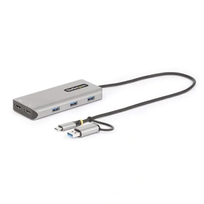 Abbildung von StarTech.com USB C Multiport Adapter mit zu A Dongle, Docking Station 2X HDMI (4K30Hz/1080p60Hz), 3X 5Gbps, Mini Dock, Laptop Dockingstation, 40cm Kabel (167B USBC MULTIPORT)