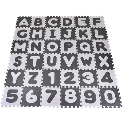 Abbildung von Knorrtoys® Puzzle Alphabet + Zahlen, grau weiß, 86 Puzzleteile, Puzzlematte, Bodenpuzzle