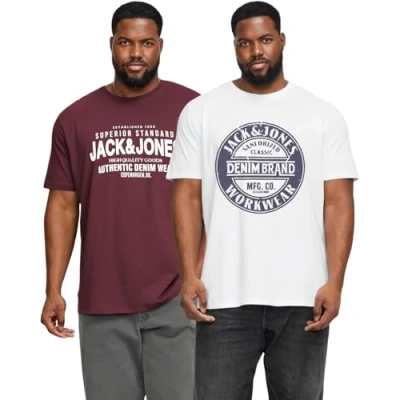 Abbildung von Jack and Jones Große Größe T Shirt für Herren Übergröße Männer 3XL bis 6XL einzeln und Multi Set (Doppelpack Mix 15, 5XL)