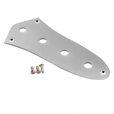 Abbildung von Musiclily Pro Stahl 4 Löcher Jazz Bass Kontrollplatte Control Plate für J Style E Bass, Chrom