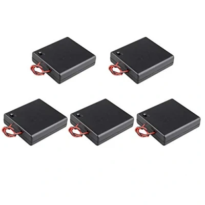 Abbildung von HALJIA Batteriehalterung, 6 V, AA, 4 x 1,5 Kunststoff, mit An /Aus Schalter, Kabelabdeckung, 5 Stück