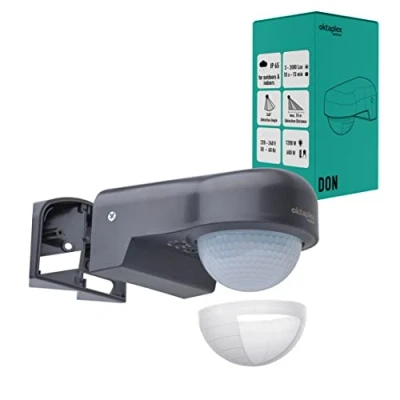 Abbildung von Oktaplex motion Bewegungsmelder Aussen IP65 230V, Aufputz Infrarotsensor anthrazit Erfassungsbereich einstellbar