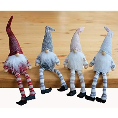 Abbildung von matches21 Wichtel Weihnachtswichtel Kantenhocker Dekofiguren mit Zipfelmützen &amp; Bärten Weihnachten 4er Set sort je 25 cm