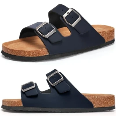 Abbildung von Herren Pantoletten Unisex Erwachsene Sandalen Hausschuhe Arbeitsschuhe Antistatik Bequeme Classic Latschen Schlappen(Blau,47 EU)