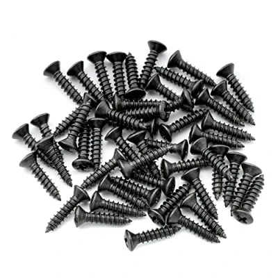 Abbildung von Musiclily Ultra 3x12mm Edelstahl Pickguard Schrauben Schlagbrett Screws für Fender Strat Tele Style E Gitarre oder Bass, Schwarz (50er Set)