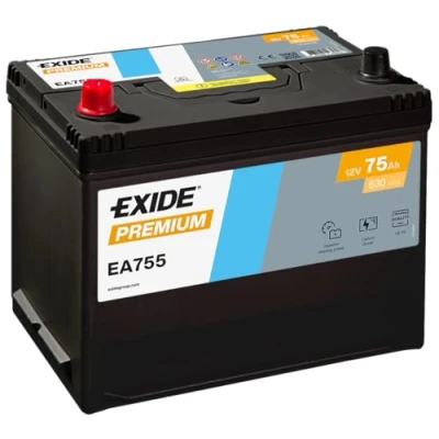 Abbildung von EXIDE PREMIUM EA755 Batterie 12V 75Ah 630A Korean B1+B6 LEXUS: GS II, IS 2, CHEVROLET: Impala VIII Limousine, VOLKSWAGEN: Taro