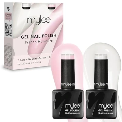 Abbildung von Mylee French Manicure, Duo Gel Nagellack, 2 x 10 ml, für UV/LED, Soak Off, Nailart, Maniküre, Pediküre, Profis, Salons und Zuhause, langlebig einfach aufzutragen