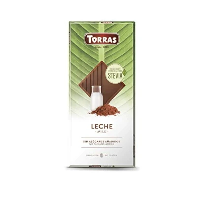 Abbildung von Vollmilchschokolade mit Stevia Süßstoff, 100 g, Torras