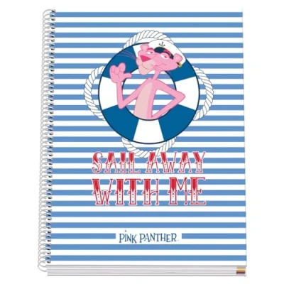 Abbildung von DOHE A4 Notizbuch, kariert, Spiralbindung, 100 Blatt, 90 g/m², 5 mm, Hardcover, Pink Panther Sailing, Schulmaterial