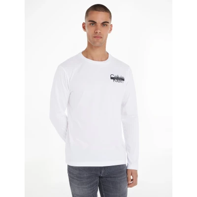 Abbildung von Calvin Klein CUT Through LOGO Langarmshirt, Herren, Größe: 3XL, Bright white