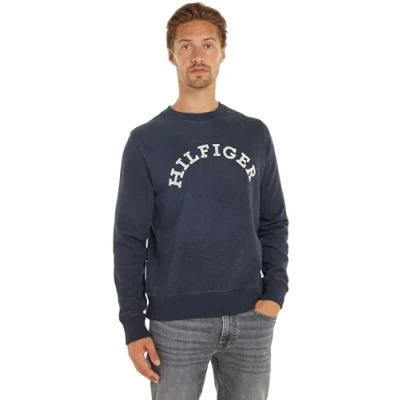 Abbildung von Tommy Hilfiger Arched Monotype LOGO Sweatshirt, Herren, Größe: XXL, Desert sky heather