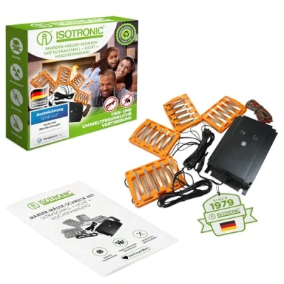 Abbildung von ISOTRONIC 3in1 Marderabwehr Blitz mit Hochspannung, Blitzlichtfunktion, Hochfrequenz Ultraschall Marder Frei Auto KFZ Anschluss Autobatterie Marderschock Marderscheuche Marderfrei Marderschutz