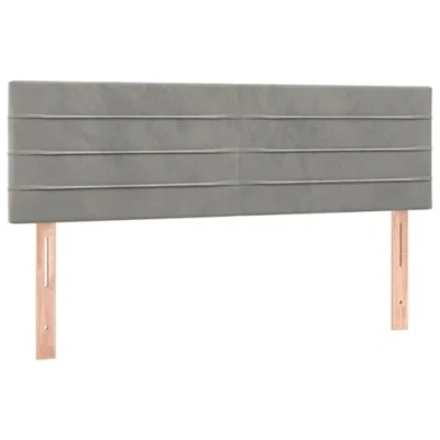 Abbildung von vidaXL Kopfteil 2 STK., Bettkopfteil mit Holzbeinen, Höhenverstellbar Polsterkopfteil für Bett, Betthaupt Bettzubehör Schlafzimmer, Hellgrau 72x5x78/88cm Samt