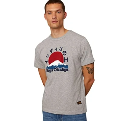 Abbildung von Kings of Indigo Men&#039;s Darius T Shirt, Grey Melee Mount Fuji, XS