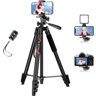 Abbildung von Victiv 162cm Upgrade Handy Stativ, Erweiterbarer Aluminium Stativ mit Fernauslöser für iPhone/Samsung/Huawei, Smartphone &amp; Leichtes Kamera Handyhalter, 3 Wege Kopf Fotografie