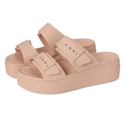 Abbildung von Crocs Damen Brooklyn Buckle Low Wedge Sandal, Pink Caramel, 39/40 EU