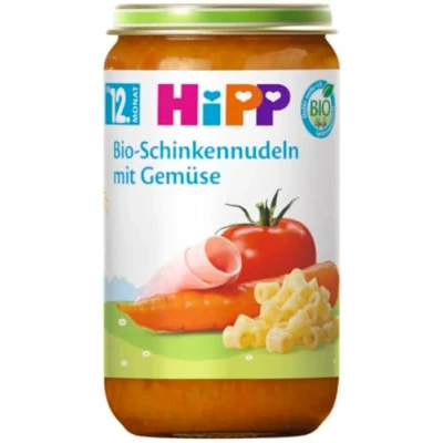 Abbildung von HiPP Bio Menüs ab 12. Monat Schinkennudeln mit Gemüse, 250g, 6er Pack (6x250g)