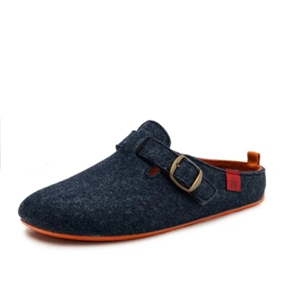 Abbildung von Andrés Machado Hausschuhe für Damen Frühling Herbst VAL Unisex Pantoffeln Slipper Wolle und Filz rutschfeste Gummisohle herausnehmbares Fußbett Blau Orange EU 42