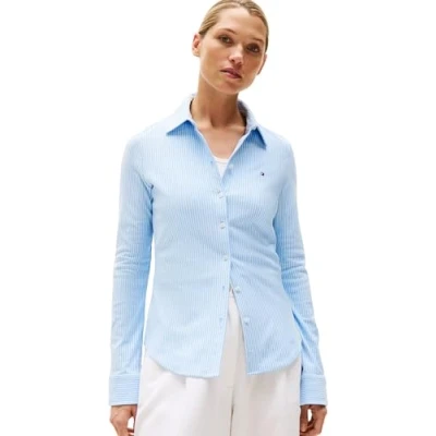 Abbildung von Tommy Hilfiger Damen Hemd 1985 Slim mit Spitzkragen, Mehrfarbig (Ithaca STP/Vessel Blue), 3XL
