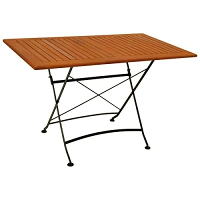 Abbildung von DEGAMO Gartentisch HOFGARTEN (1 St), 70x120cm rechteckig, Stahl schwarz + Eukalyptus, klappbar