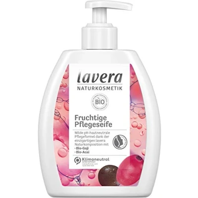 Abbildung von lavera Fruchtige Pflegeseife Bio Goji &amp; Acai milde Reinigung fruchtiger Duft vegan pH hautneutrale Pflegeformel 6er Pack(6x 250 ml)