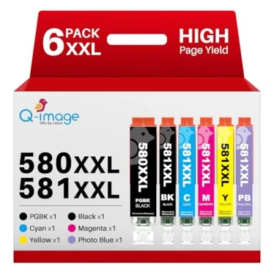 Abbildung von Q image PGI 580 CLI 581 XXL Patronen für Canon Multipack TR8550 druckerpatronen Pixma TS705 TS6150 TR7550 TR8500 TS8251 TS8150 TS8250 (6er Pack)