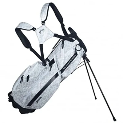 Abbildung von Srixon Premium Stand Golftasche 6 Schlägerteiler Reißverschlusstaschen, darunter eine mit Velours gefütterte, wertvolle und Wasserabweisende Tasche isolierte Stifthalter