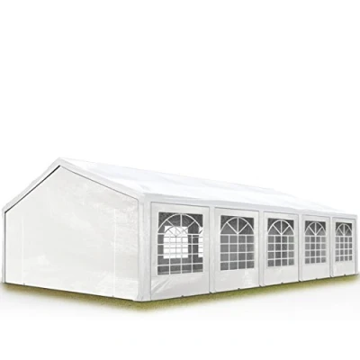 Abbildung von TOOLPORT Hochwertiges Partyzelt 5x10 m Pavillon Zelt PE Plane 450 N Gartenzelt Festzelt Wasserdicht weiß