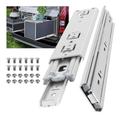Abbildung von AOLISHENG Schwere Schubladenschienen Vollauszug 300 mm Kugellager schubladenführungen 70 kg Tragkraft, 1 Paar (2 Stück) (Without lock, 12 inch（300mm）)