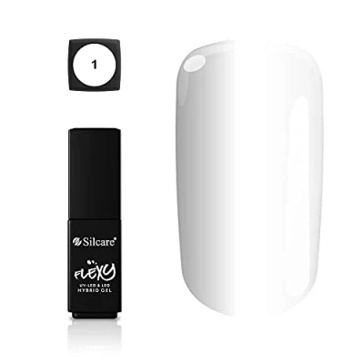 Abbildung von Silcare Nagellack, semi permanent, UV Gel, Flexi, Nr. 1, Weiß, intensive Farbe