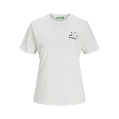 Abbildung von JACK&amp;JONES Damen JXASTRID SL Boxy Print Tee JRS T Shirt, Vanilla Ice/Print:Yellow Smiley, Large
