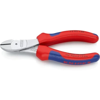 Abbildung von Knipex 74 05 140, Diagonale Zange, Chrom Vanadium Stahl, Kunststoff, Blau, Rot, 140 mm, 157 g