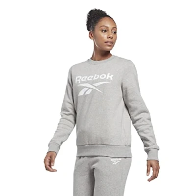 Abbildung von Reebok Damen Big Logo Fleece Crew Sweatshirt, Medium Grey Heather, XL, 46