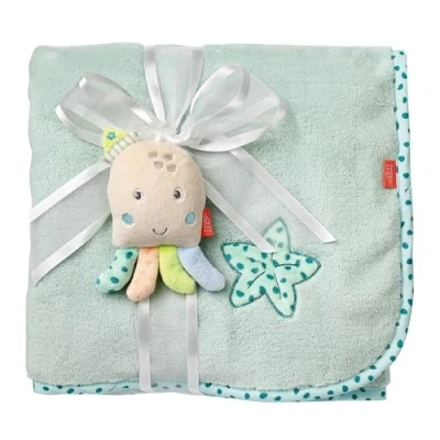 Abbildung von Fehn Kuscheldecke Oktopus Kuschelige Schmusedecke als Babydecke Schmusetuch &amp; Krabbeldecke für Kinderwagen und Babyschale ideales Schnuffeltuch Erstlingsdecke Babys ab 0+ Monaten