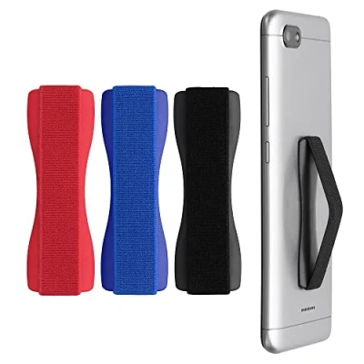 Abbildung von kwmobile Smartphone Fingerhalter 3 Set Handy Halter Griff Halterung Einhandbedienung 3X Handyhalter in Schwarz Blau Rot