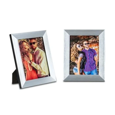Abbildung von levandeo 2er Set Bilderrahmen 13x18cm Farbe Aluminium Schwarz Fotorahmen Einzelrahmen Tischdeko Deko Rahmen Alu
